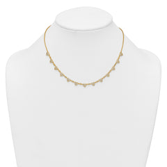 Sterling Silver Gold-tone Polished Pave CZ Hearts 16 Inch with 2 Inch Extension Necklace