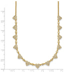 Sterling Silver Gold-tone Polished Pave CZ Hearts 16 Inch with 2 Inch Extension Necklace