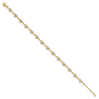 Sterling Silver Gold-tone Polished Pave CZ Hearts 7 Inch with 1 Inch Extension Bracelet