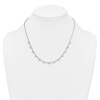 Sterling Silver Rhodium-plated Polished Pave CZ Hearts 16 Inch with 2 Inch Extension Necklace