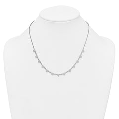 Sterling Silver Rhodium-plated Polished Pave CZ Hearts 16 Inch with 2 Inch Extension Necklace
