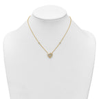 Sterling Silver Gold-tone Polished CZ and Champagne Enamel Open Heart 16 inch with 2 inch Extension Necklace