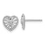 Sterling Silver Rhodium-plated Polished Beaded and Textured CZ Heart Post Earrings