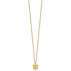 Sterling Silver Gold-tone Polished Beaded and Textured CZ Heart 16 Inch with 2 Inch Extension Necklace