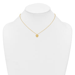 Sterling Silver Gold-tone Polished Beaded and Textured CZ Heart 16 Inch with 2 Inch Extension Necklace