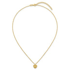 Sterling Silver Gold-tone Polished Beaded and Textured CZ Heart 16 Inch with 2 Inch Extension Necklace