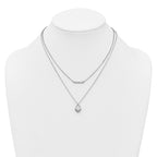 Sterling Silver Rhodium-plated CZ Puffed Heart 16 inch with 2 inch extender 2-strand Necklace