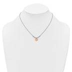 Sterling Silver Rhodium-plated Rose Gold-plated Heart Disc and Textured Beads 16 inch with 1 inch extension Necklace