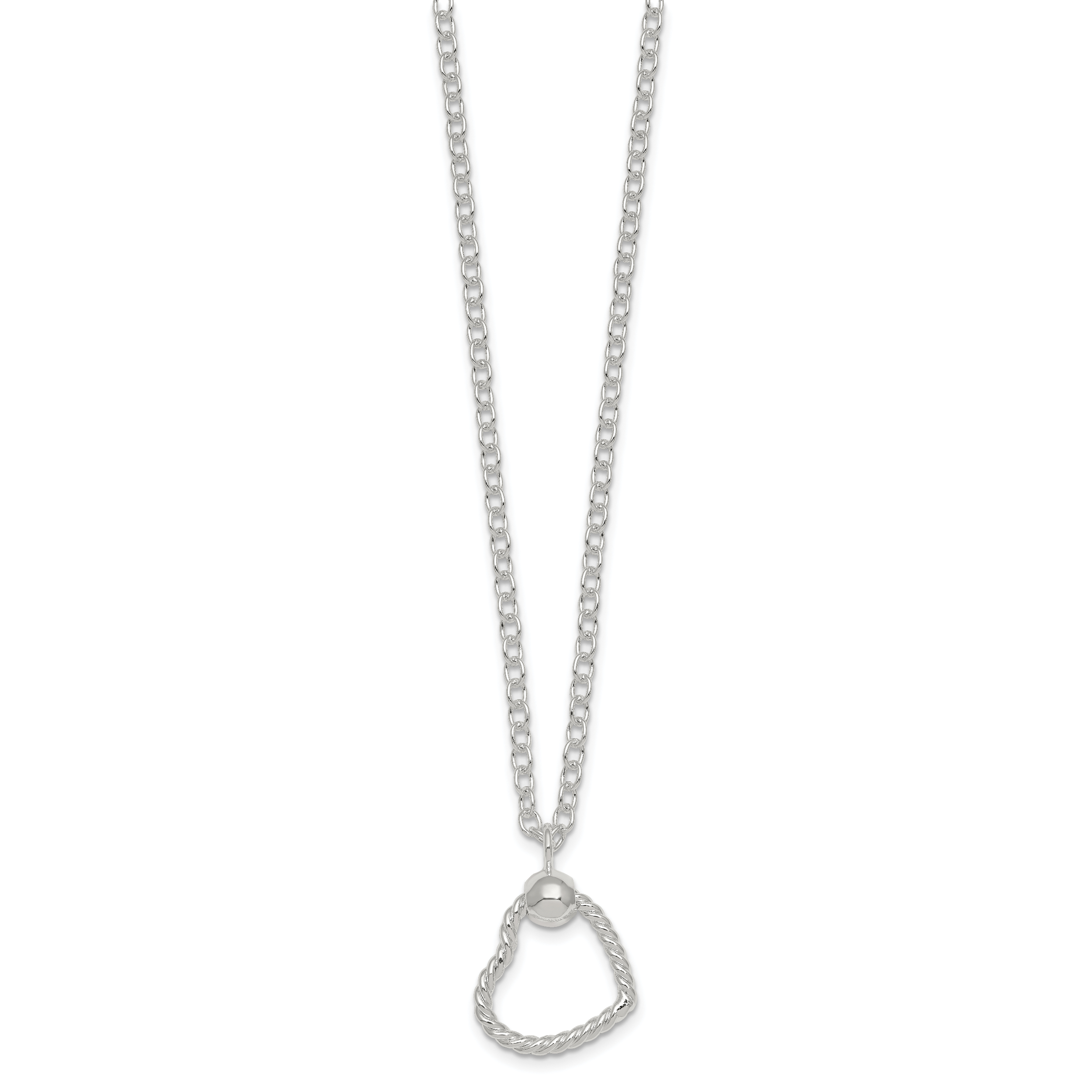 Sterling Silver Polished and Twisted Heart 18 Inch Cable Chain Necklace Secondary image