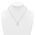 Sterling Silver Polished and Twisted Heart 18 Inch Cable Chain Necklace