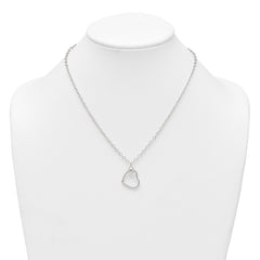 Sterling Silver Polished and Twisted Heart 18 Inch Cable Chain Necklace