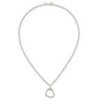 Sterling Silver Polished and Twisted Heart 18 Inch Cable Chain Necklace