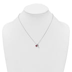 Sterling Silver Rhodium-plated Red Enameled Heart Lock and Key 16 inch with 1 inch extension Necklace