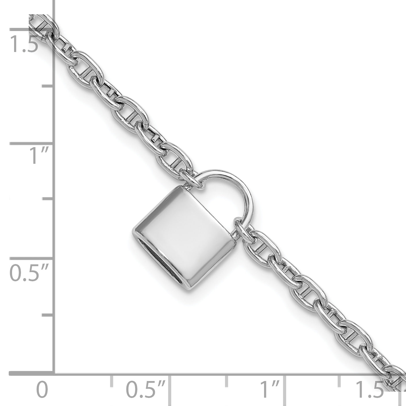 Sterling Silver Rhodium-plated 7 inch with 1 inch extender Lock Bracelet