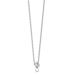 Sterling Silver Rhodium-plated Polished Heart Dangle Paperclip Link 16 Inch with 2 Inch Extension Necklace