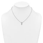 Sterling Silver Rhodium-plated Polished Heart Dangle Paperclip Link 16 Inch with 2 Inch Extension Necklace
