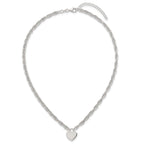 Sterling Silver Polished Fancy Engravable Heart Disc on Rope Chain 16 Inch with 2 Inch Extension Necklace