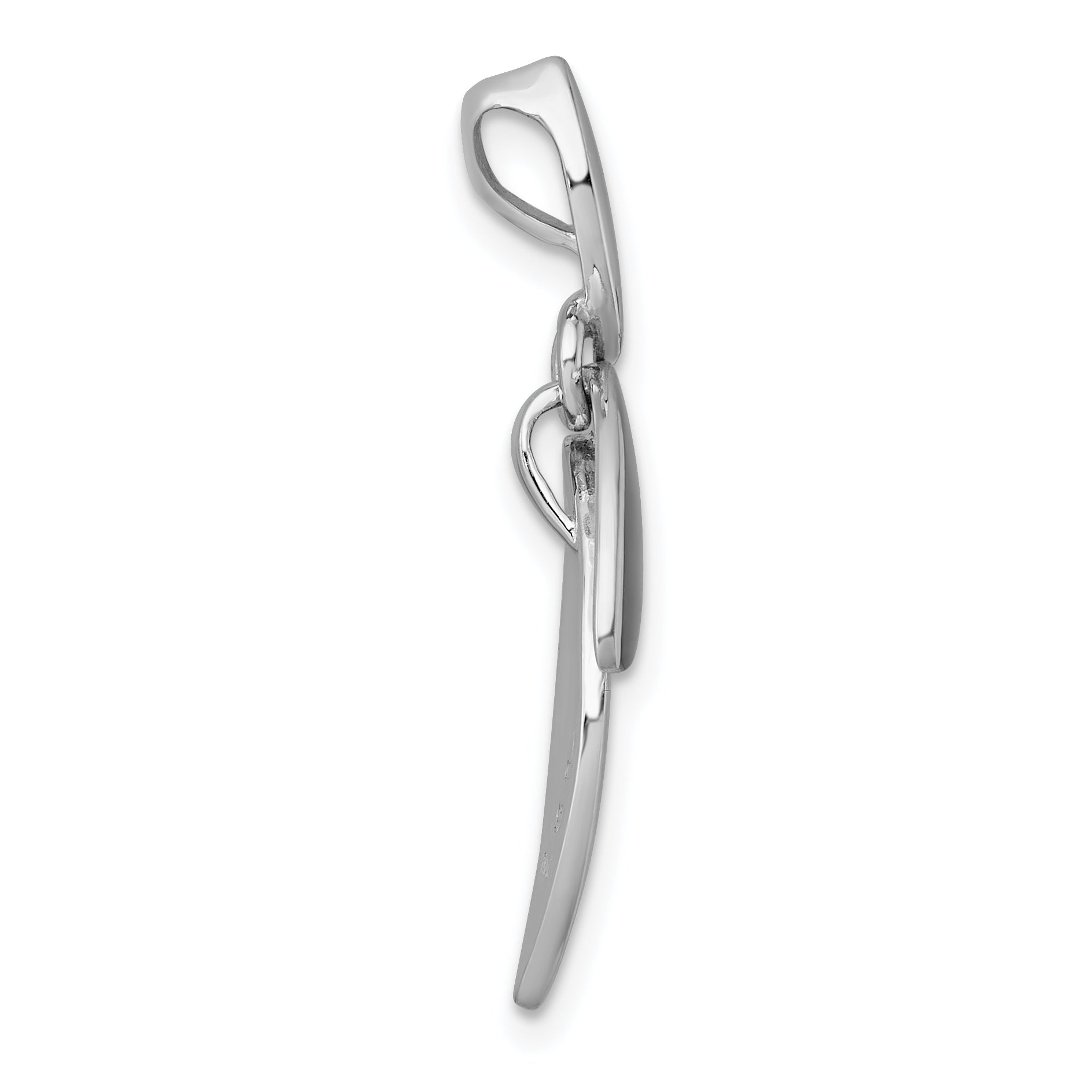 Sterling Silver Rhodium-plated Brushed and Polished Fancy Leaves Chain Slide Pendant Secondary image