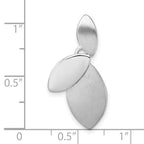 Sterling Silver Rhodium-plated Brushed and Polished Fancy Leaves Chain Slide Pendant