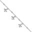 Sterling Silver Polished and Beaded with Three Leaf Dangles 7 inch with 1 inch Extension Bracelet