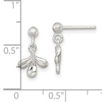 Sterling Silver Polished Three Leaf Dangle Post Earrings