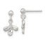 Sterling Silver Polished Three Leaf Dangle Post Earrings
