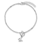 Sterling Silver Rhodium-plated Polished Butterfly Dangle Paperclip Link 6.5 Inch with 1 Inch Extension Bracelet