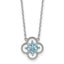 Sterling Silver Rhodium-plated Blue CZ Textured Clover Shape 16 inch with 1.5 inch Extension Necklace