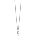 Sterling Silver Rhodium-plated CZ Oval with Butterfly 16 inch with 1.5 inch Extension Necklace