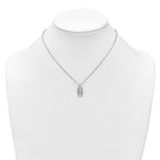 Sterling Silver Rhodium-plated CZ Oval with Butterfly 16 inch with 1.5 inch Extension Necklace