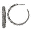 Sterling Silver Antiqued Graduated Floral 5.75 x 32mm C-Hoop Post Earrings