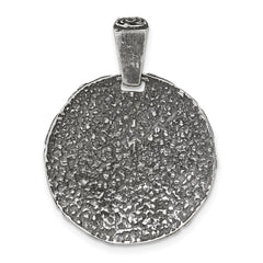 Sterling Silver Antiqued Floral 24mm Round Disc Pendant