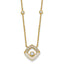 Sterling Silver Gold-tone CZ and Champagne Enamel Square 16 inch with 1.5 inch Extension Necklace