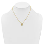 Sterling Silver Gold-tone CZ and Champagne Enamel Rectangle 16 inch with 1.5 inch Extension Necklace