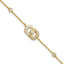 Sterling Silver Gold-tone CZ and Champagne Enamel Rectangle 7 inch with  0.5 inch Extension Bracelet