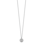Sterling Silver Rhodium-plated Polished Beaded and Textured CZ Circle 16 Inch with 2 Inch Extension Necklace