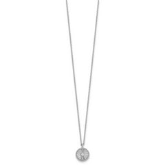 Sterling Silver Rhodium-plated Polished Beaded and Textured CZ Circle 16 Inch with 2 Inch Extension Necklace