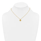 Sterling Silver Gold-tone Polished Beaded and Textured CZ Circle 16 Inch with 2 Inch Extension Necklace