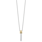 Sterling Silver Gold-tone CZ Polished 16 inch with 1.25 inch Extension Necklace