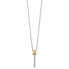 Sterling Silver Gold-tone CZ Polished 16 inch with 1.25 inch Extension Necklace