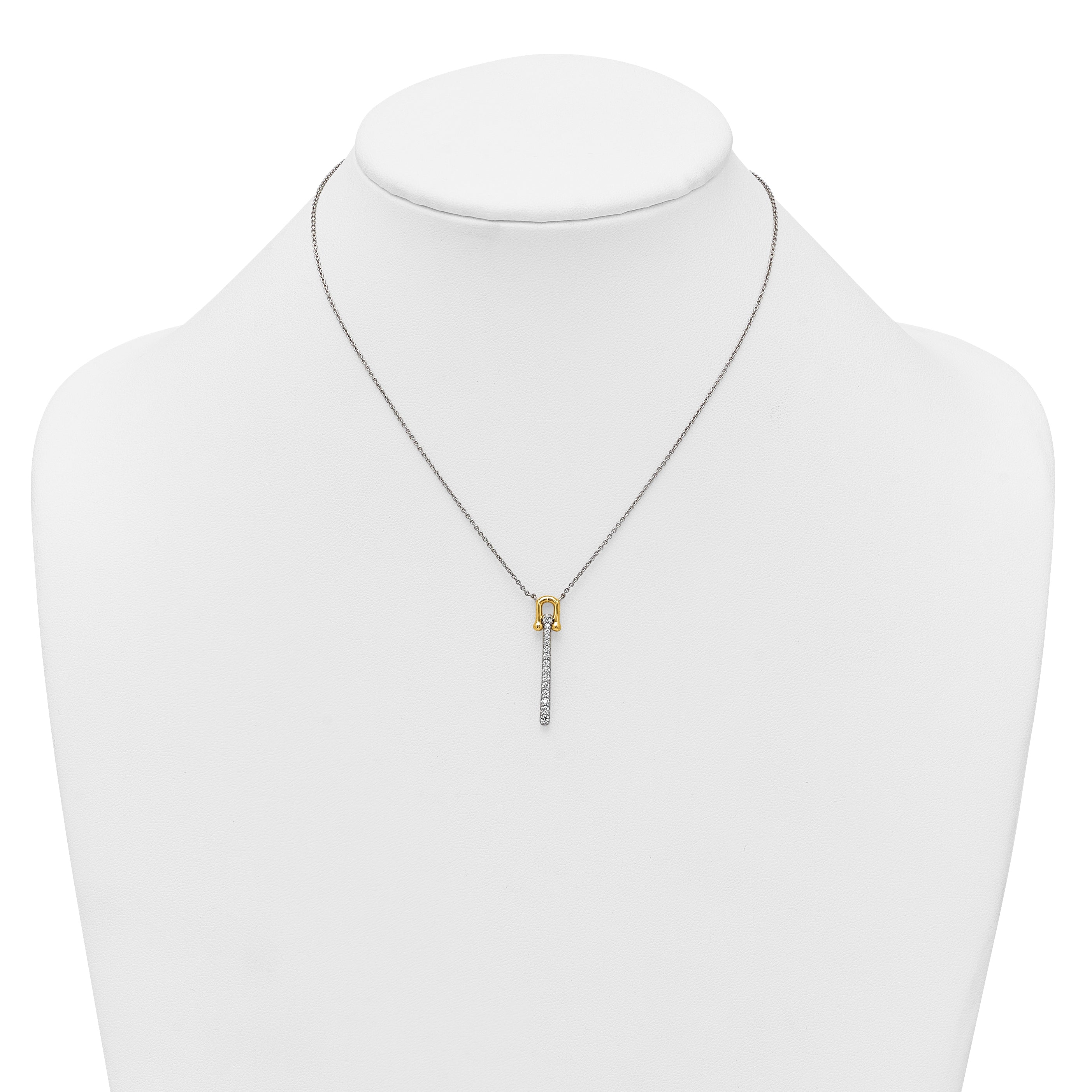 Sterling Silver Gold-tone CZ Polished 16 inch with 1.25 inch Extension Necklace