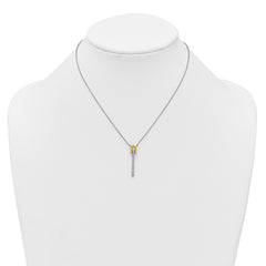 Sterling Silver Gold-tone CZ Polished 16 inch with 1.25 inch Extension Necklace