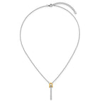 Sterling Silver Gold-tone CZ Polished 16 inch with 1.25 inch Extension Necklace