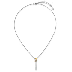 Sterling Silver Gold-tone CZ Polished 16 inch with 1.25 inch Extension Necklace