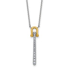 Sterling Silver Gold-tone CZ Polished 16 inch with 1.25 inch Extension Necklace