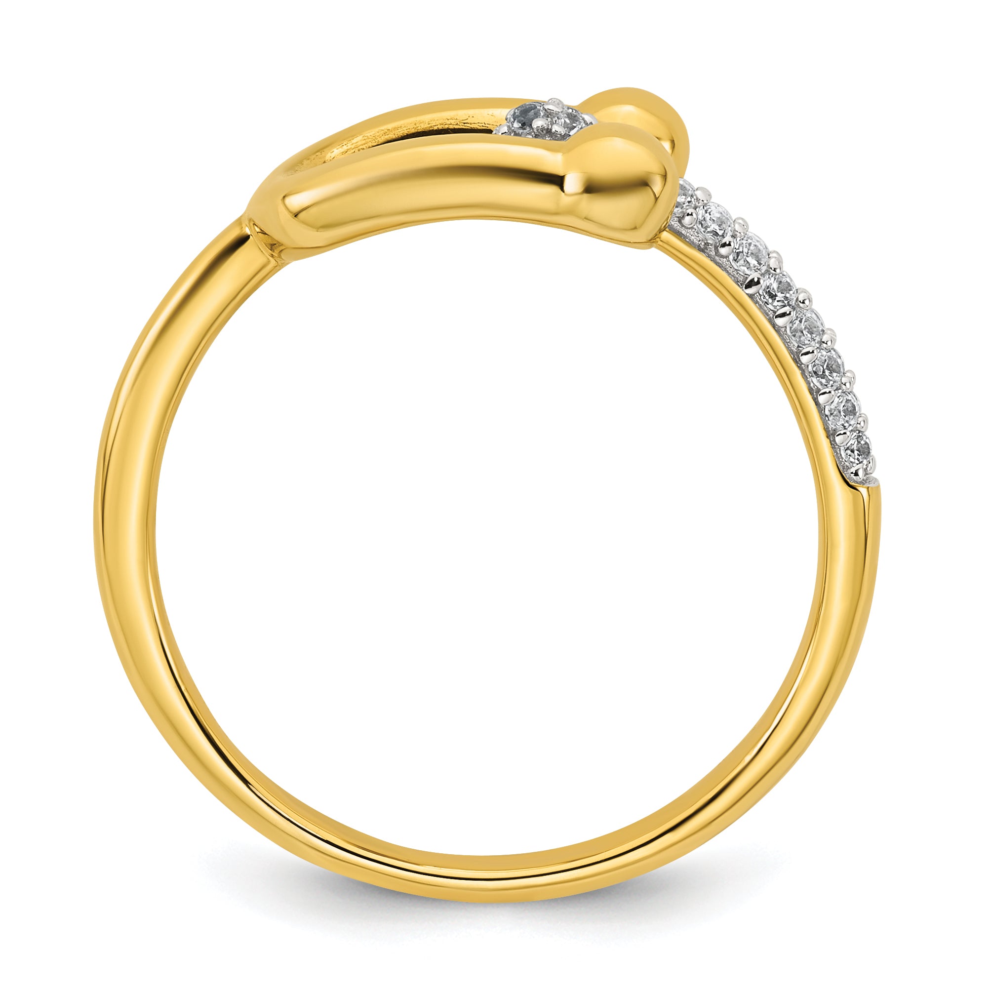 Sterling Silver Gold-tone CZ Polished And Textured Fancy Size 8 Ring