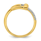 Sterling Silver Gold-tone CZ Polished And Textured Fancy Size 8 Ring