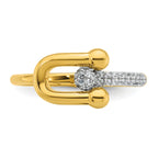 Sterling Silver Gold-tone CZ Polished And Textured Fancy Size 8 Ring