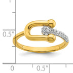 Sterling Silver Gold-tone CZ Polished And Textured Fancy Size 8 Ring