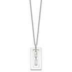 Sterling Silver Open Rectangle with Mother of Pearl Dangles 18.25 inch Necklace